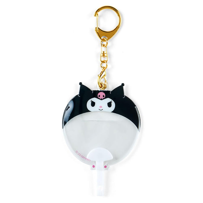 SANRIO Kuromi Can Badge Case Enjoy Idol 893609 PVC Fan Shape Keychain Black NEW_1