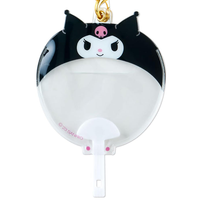 SANRIO Kuromi Can Badge Case Enjoy Idol 893609 PVC Fan Shape Keychain Black NEW_2