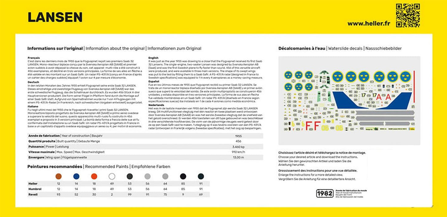 PLATZ Heller 1/72 scale Sweden Saab A/S 32 Lansen Plastic Model Kit HE80343 NEW_2