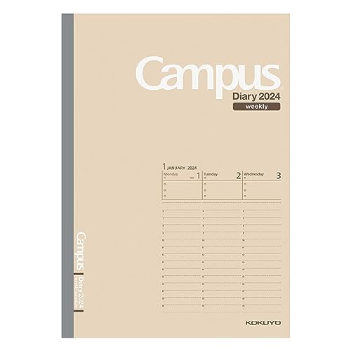 Kokuyo Campus Diary Notebook 2024 Semi-B5 Weekly Vertical Brown NI-CWVLS-B5-24_1