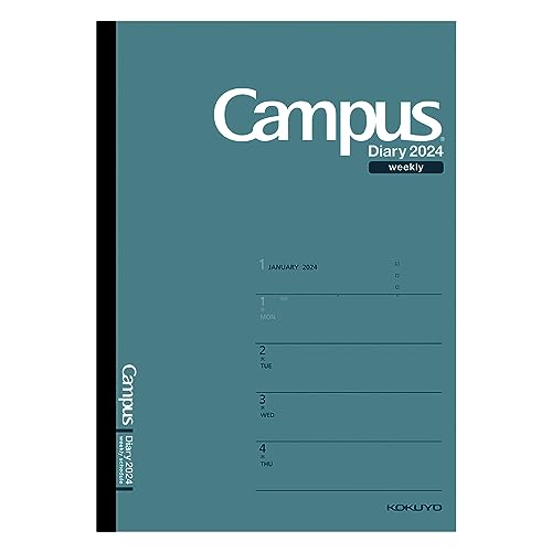 Kokuyo Campus Diary Notebook 2024 A5 Weekly horizontal left Green NI-CWHDG-A5-24_1