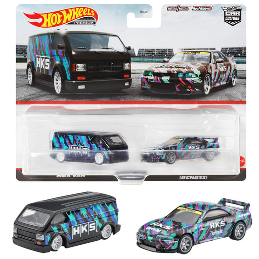 Mattel Hot Wheels HKF53 Premium 2-Pack Nissan Skyline GT-R MBK Van Miniature Car_1