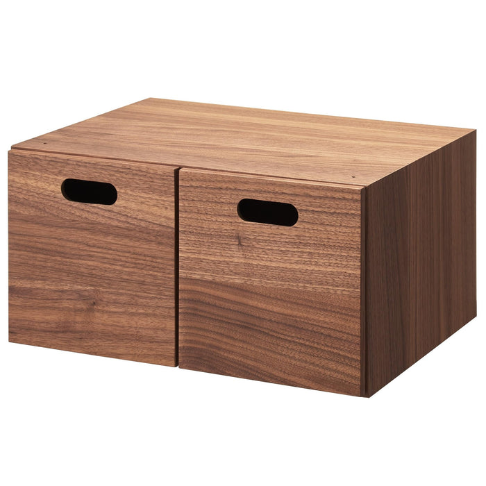 MUJI Stacking Chest W37xD28xH18.5cm Half 2 Drawers Walnut Veneer 12381112 NEW_1