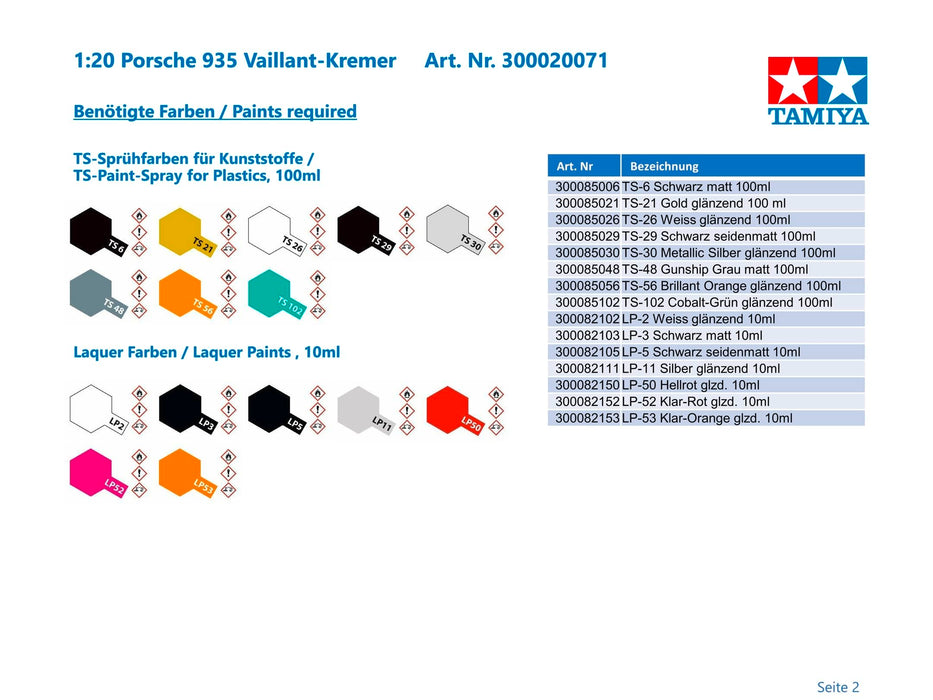 TAMIYA 1/20 Grand Prix Collection No.71 Porsche 935 Vaillant Model kit 20071 NEW_4