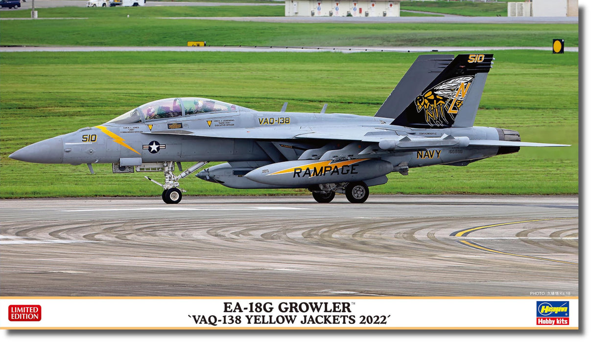 Hasegawa 1/72 USN EA-18G GROWLER VAQ-138 YELLOW JACKETS 2022 Model Kit 2461 NEW_1