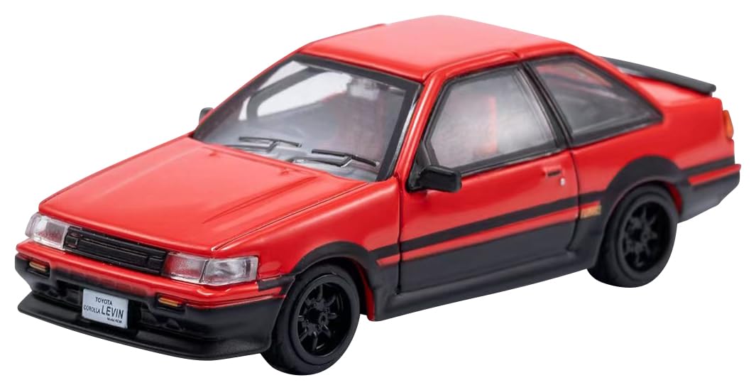 DIECASTTEAM 1/64 Toyota Corolla LEVIN RHD Red Diecast Model w/ Stand LL-009-24_1