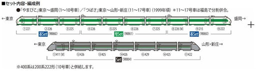Tomix J.R. Series 400 Yamagata Shinkansen Tsubasa Original Color 7-Car 98864 NEW_2