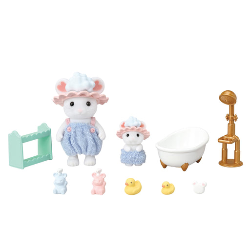 EPOCH Sylvanian Families Bath Time Together Set Mouse Doll & Furniture DF-26 NEW_1