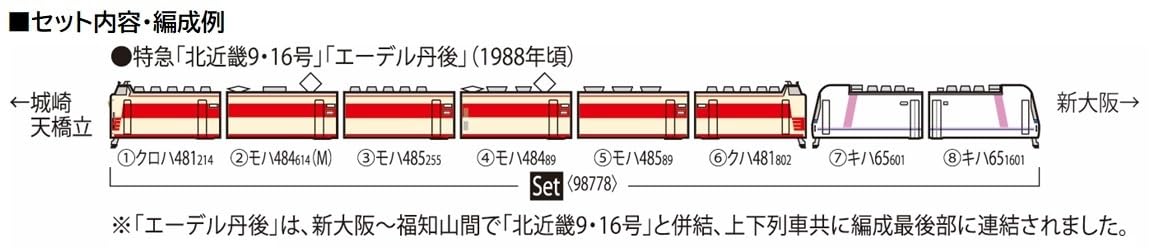 Tomix J.R. Series 485 / Type KIHA65 Kita-kinki / EDEL Tango Set 8-Car 98778 NEW_4