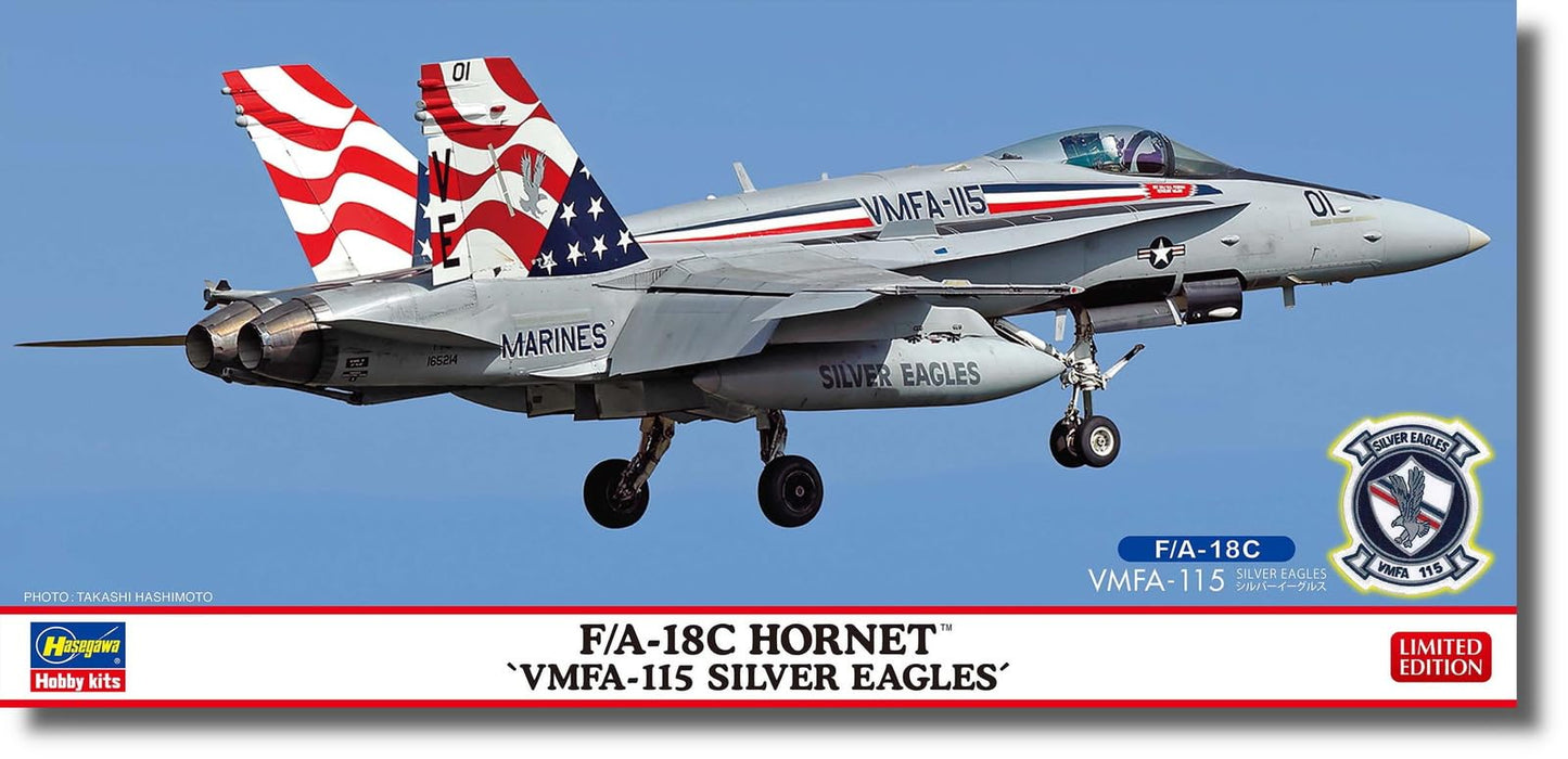 Hasegawa 1/72 F/A-18C Hornet VMFA-115 Silver Eagles Model Kit with Patch ‎02471_1