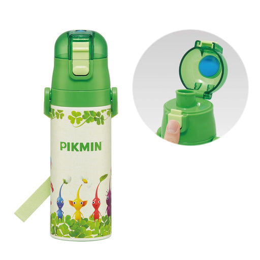Skater Vacuum Insulation Mug Bottle 470ml Pikmin Water Bottle with Strap SDC4-A_1