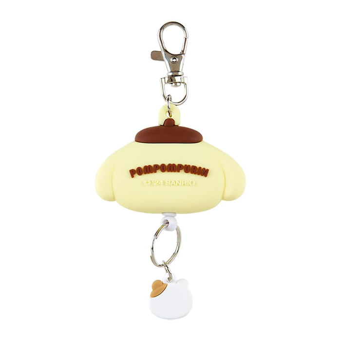 Sanrio Pompompurin Mascot Holder Reel Keychain Face shaped 168718 13x6.4x1.8cm_2