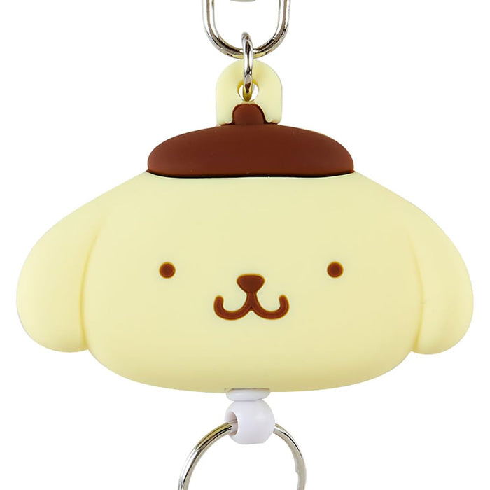 Sanrio Pompompurin Mascot Holder Reel Keychain Face shaped 168718 13x6.4x1.8cm_3