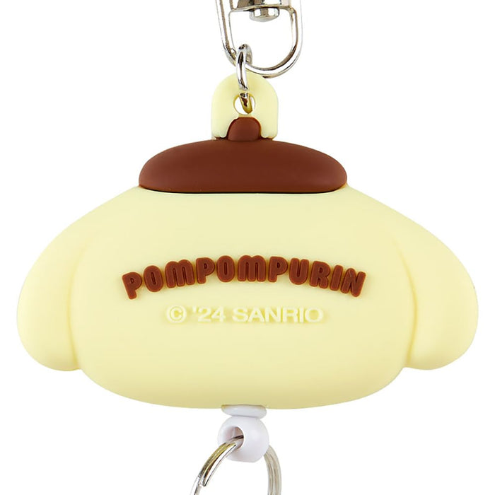 Sanrio Pompompurin Mascot Holder Reel Keychain Face shaped 168718 13x6.4x1.8cm_4