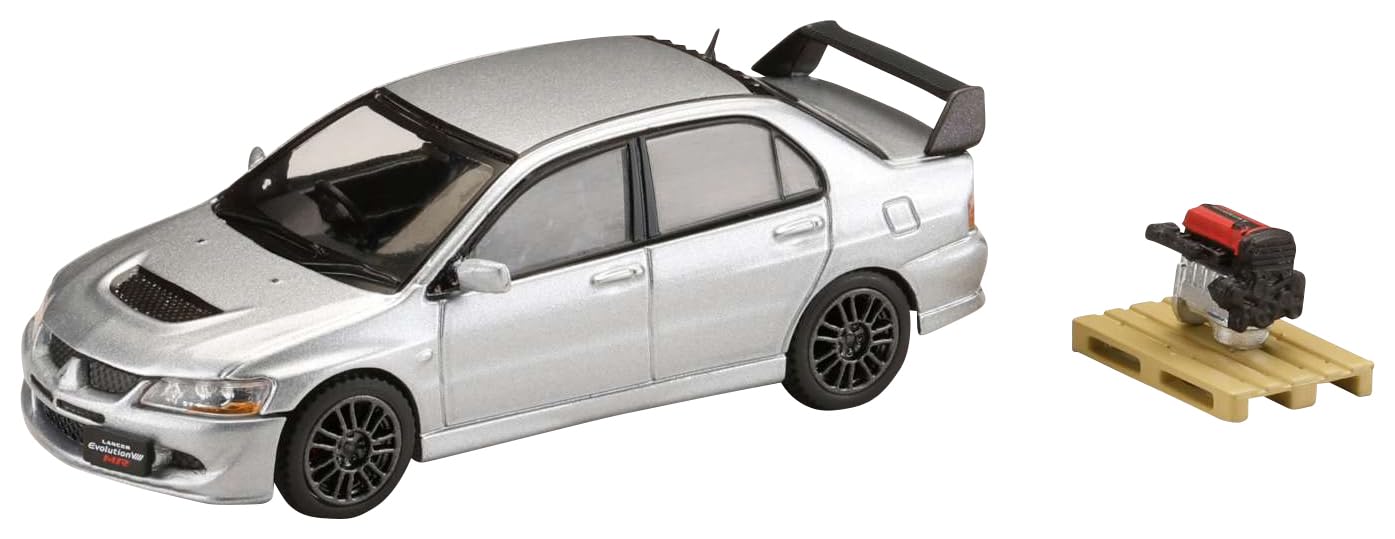 1/64 Mitsubishi Lancer Evolution 8 MR GSR Silver Metallic w/Engine ‎HJ644054S_1