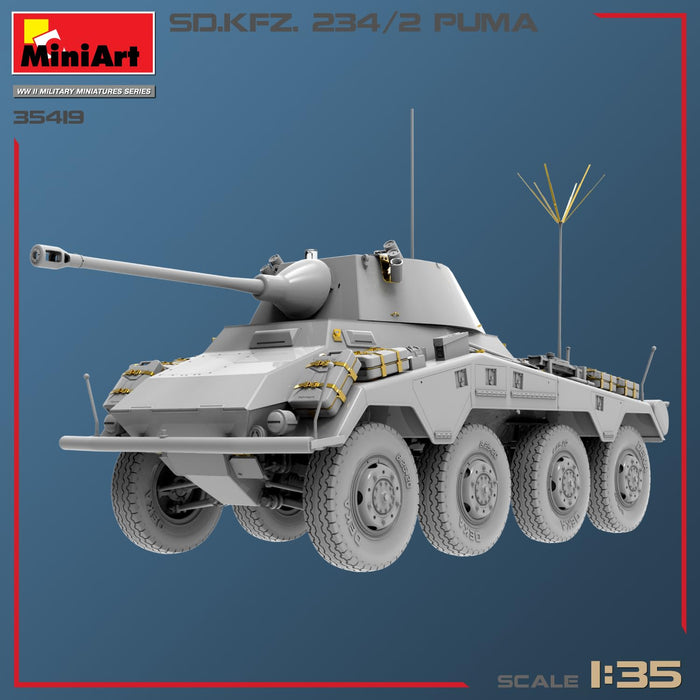 Miniart 1/35 scale German SD.KFZ.234/2 PUMA Molding Color Model Kit MIN35419 NEW_2