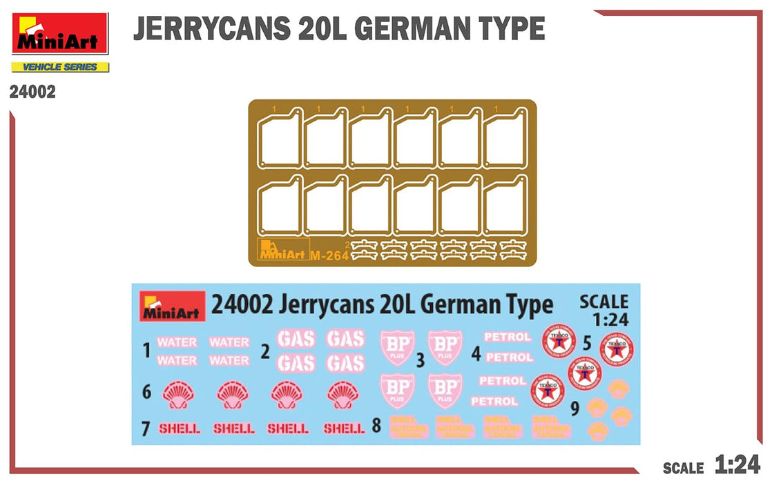 Miniart 1/24 JERRYCANS 20L GERMAN TYPE Plastic Model Kit MA24002 with Decal NEW_2