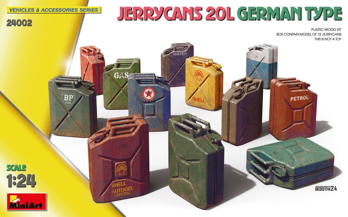 Miniart 1/24 JERRYCANS 20L GERMAN TYPE Plastic Model Kit MA24002 with Decal NEW_4