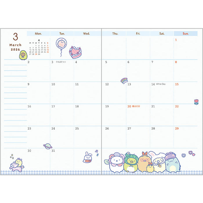 Sumikko Gurashi ME67314 2025 Planner Wide Monthly Starting in Oct. 2024 NEW_7