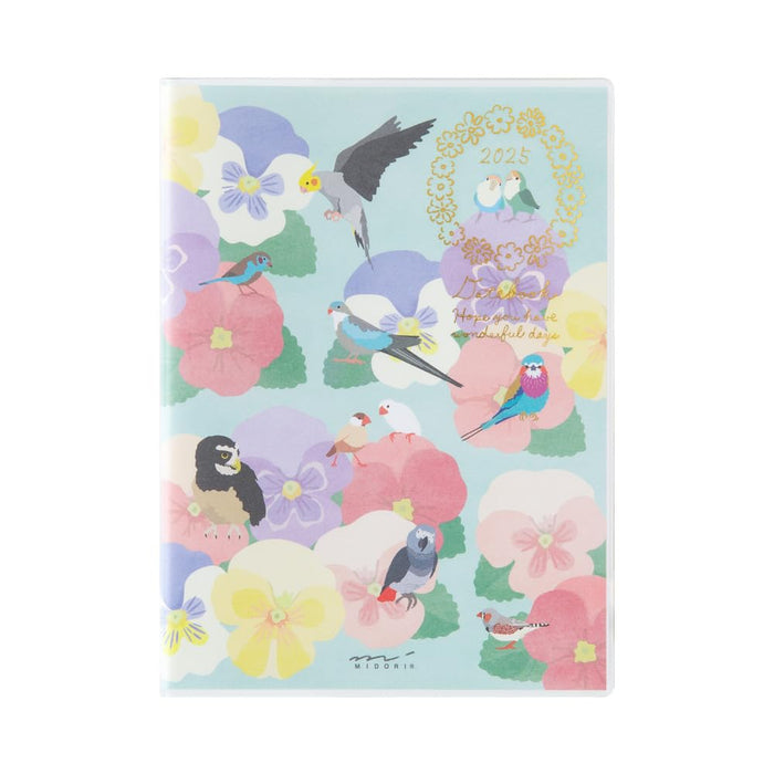 Midori Birds 2025 Pocket Diary schedule planner Book A6 22305006 Jan. 2025 Start_1