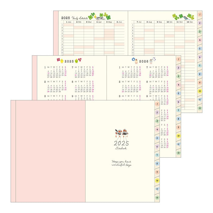 Midori Birds 2025 Pocket Diary schedule planner Book A6 22305006 Jan. 2025 Start_6