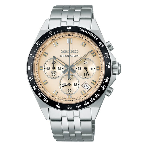 Seiko Spirit SBTR045 NEO VINTAGE Chronograph Men Watch Stainless Steel Ivory NEW_1