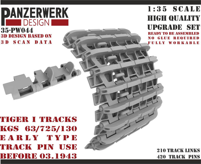 Panzerwerk 1/35 Tiger I Early type with early track pin Model Parts WR35044 NEW_2