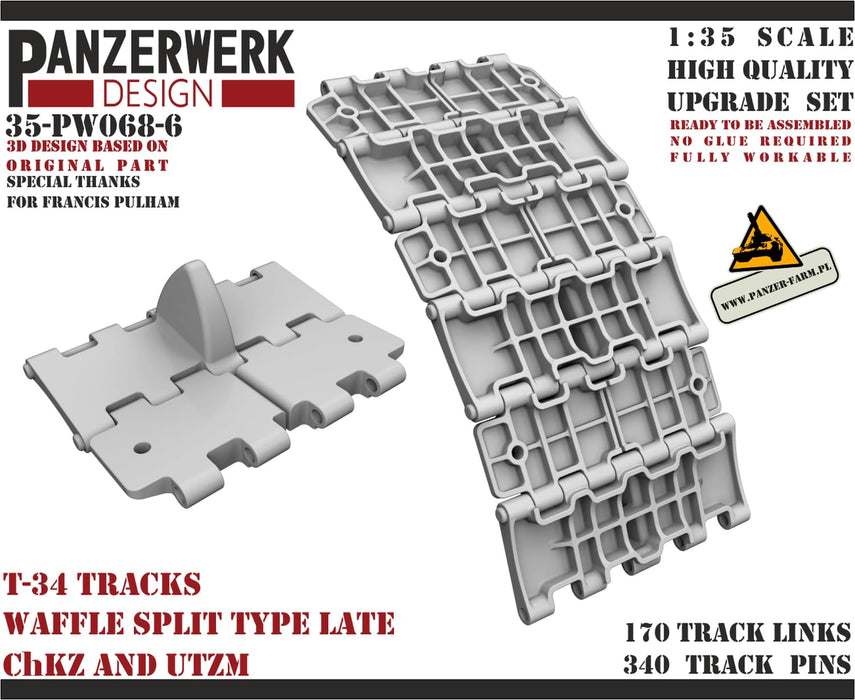 Panzerwerk 1/35 T-34 waffle tracks split type late Model Parts WR35068-06 NEW_2
