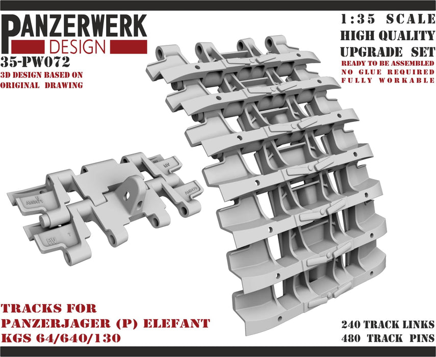 Panzerwerk 1/35 Panzerjager Elefant tracks Plastic Model Resin Parts WR35072 NEW_2