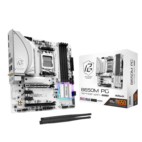 ASRock B650M PG RIPTIDE WIFI White Model AM5 Micro-ATX Motherboard DDR5 NEW_1