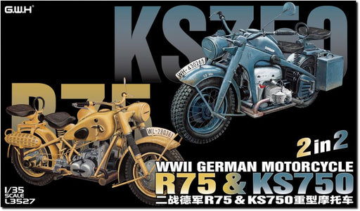Great Wall Hobby 1/35 WWII German Motorcycle R75 & KS750 Model Kit L3527 NEW_1