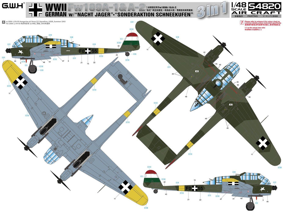 Great Wall Hobby 1/48 Fw189A-1&A-2 w/Nacht Jager,Sonderaktion Schneekufen S4820_7