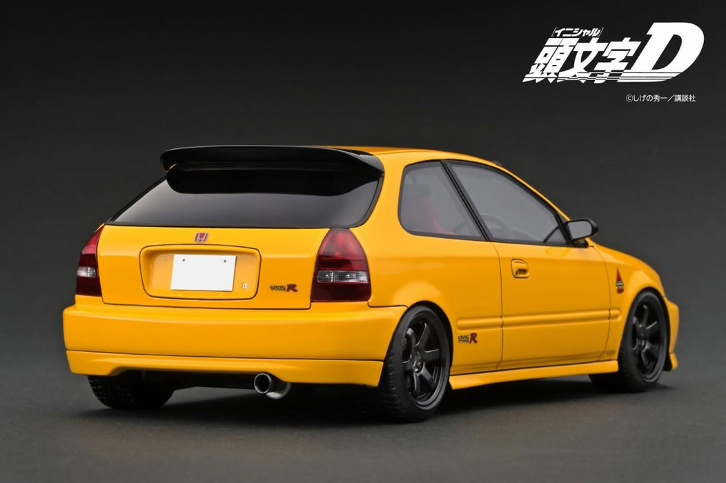 ignition model 1/18 INITIAL D HONDA CIVIC(EK9) Type R IG3541 Yellow Car NEW_2