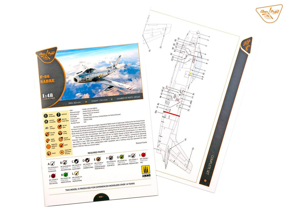 Clear Prop! 1/48 America F-86A Plastic Model Kit CPU4824 Molding Color 15+ NEW_5