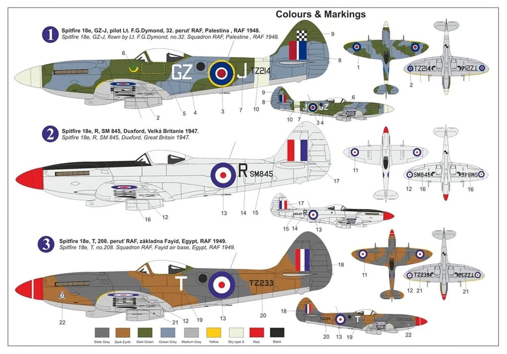 AZ Model 1/72 U.K. Spitfire Mk.18e Plastic Model Kit  AZM7884 w/ 3 Markings NEW_2