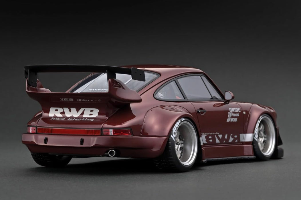 TK.Company ignition model 1/18 Porsche RWB 930 IG3622 Dark Red Miniagture Car_2