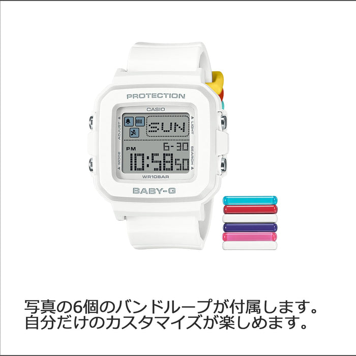 CASIO BABY-G+PLUS BGD-10L-7JR White Colorful Loop Stopwatch Digital Women Watch_2