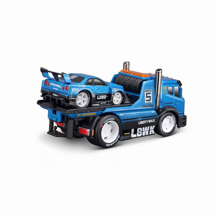 Maisto 1/64 Muscle Machines MM JDM Liberty Walk Flat Bed R34 Blue MS11546BL NEW_3
