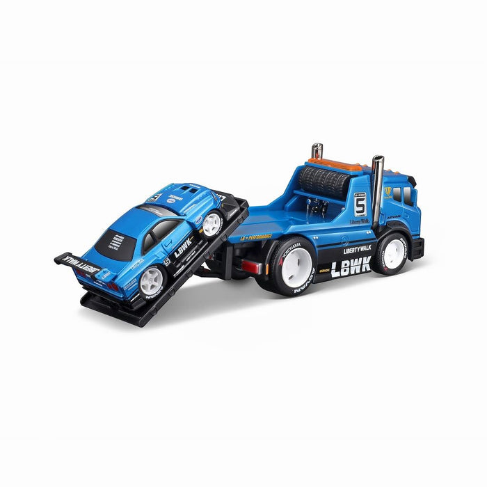 Maisto 1/64 Muscle Machines MM JDM Liberty Walk Flat Bed R34 Blue MS11546BL NEW_4