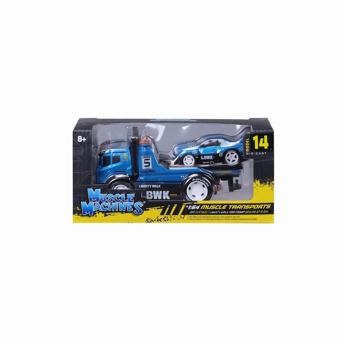 Maisto 1/64 Muscle Machines MM JDM Liberty Walk Flat Bed R34 Blue MS11546BL NEW_7