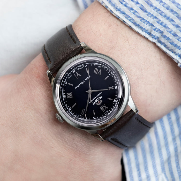 Orient Bambino 38 RN-WK0004L Solar Men Watch Made in Japan Faux Leather Band NEW_2