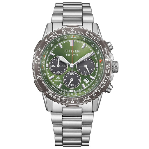 Citizen Promaster Sky CA4664-60W Eco-Drive Green Dial Chronograph Men Watch NEW_1
