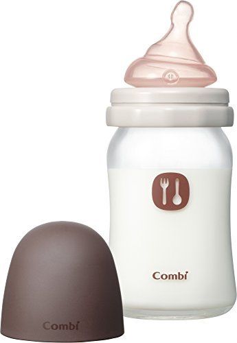 Combo LiCO baby bottle Heat resistant glass made 160ml with S size nipples Mocha_1