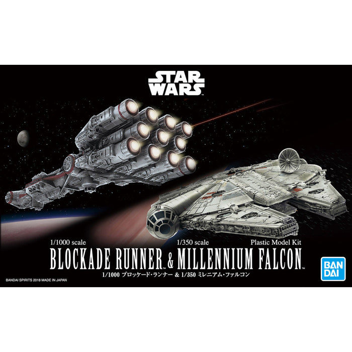 BANDAI Star Wars 1/1000 BLOCKADE RUNNER & 1/350 MILLENNIUM FALCON Model Kit NEW_1