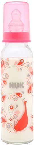 NUK Standard Nursing Bottle made of glass 230 ml Silicone Nipple  Peacock_1