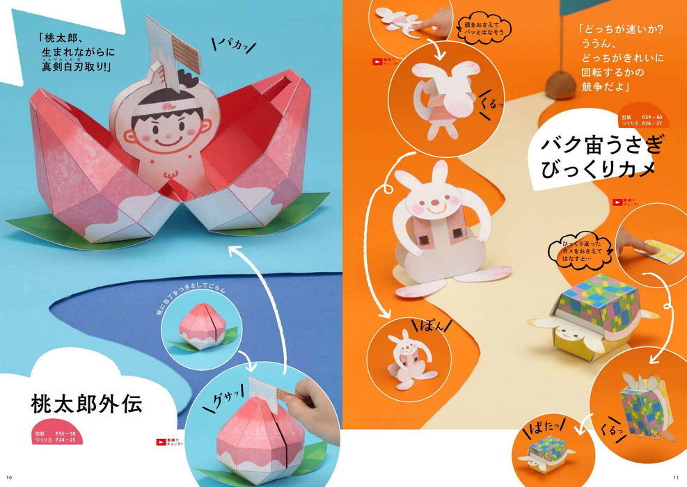 How to Make Moving Paper craft Play with the paper karakuri Kamikara Recipe Book_5