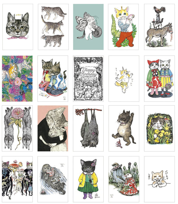 Higuchi Yuko 100 POSTCARDS Animals with Original Booklet Illustration Collection_4