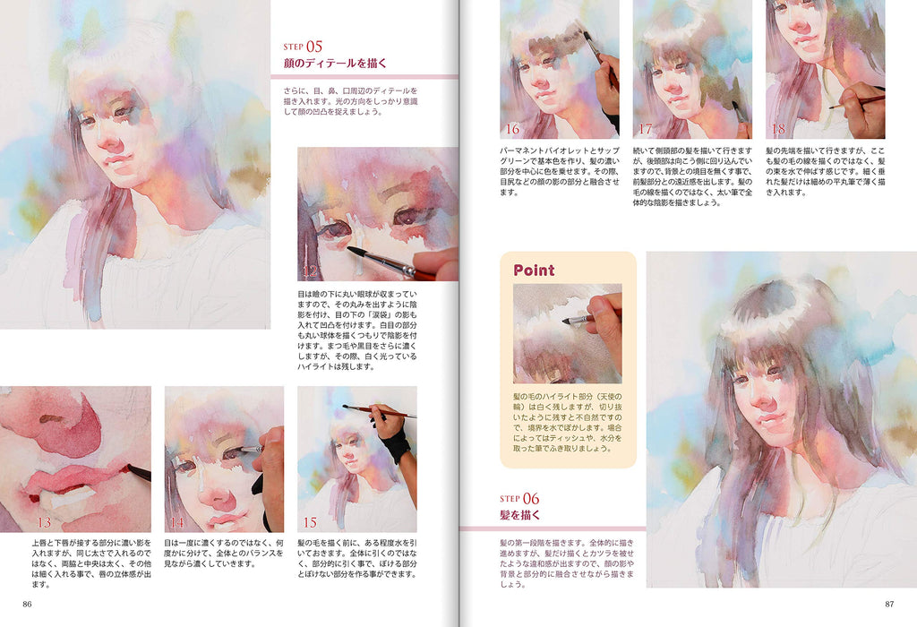 How to Draw with Transparent watercolor Attractive portrait Technique Guide Book_5