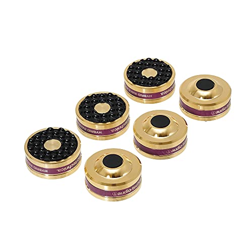 Audio Technica AT6099 Hybrid Insulator Set of 6 Gold Color Brass, Rubber NEW_1