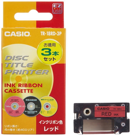 Casio TR-18RD-3P Red Ink Ribbon Disc Title Printer Set of 3pcs 4m for CW-50 NEW_1